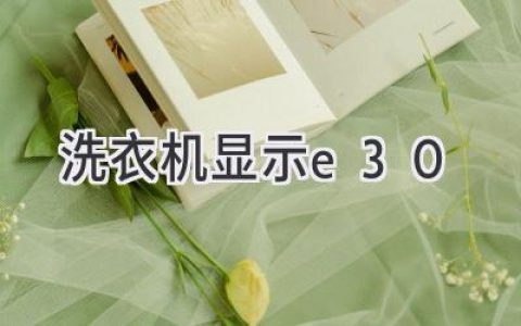 洗衣机故障代码E30：常见原因与解决方法