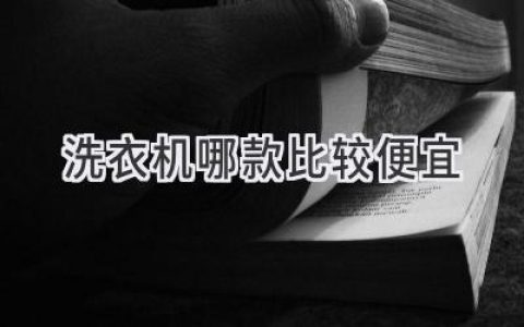 挑剔的你，也能找到性价比之王：预算有限，如何选择合适的洗衣机？