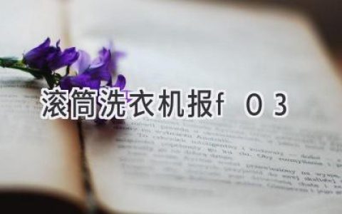 滚筒洗衣机故障代码F03：解读与解决方案