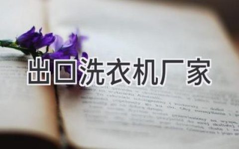 全球市场争锋：寻找理想的洗衣机出口合作伙伴