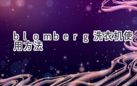 告别洗衣烦恼！Blomberg 洗衣机使用指南：从入门到精通