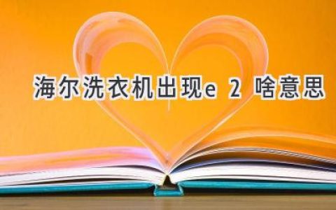 海尔洗衣机显示E2：故障原因及解决方案