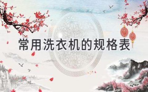 洗衣机选购指南：全面解读不同类型和规格